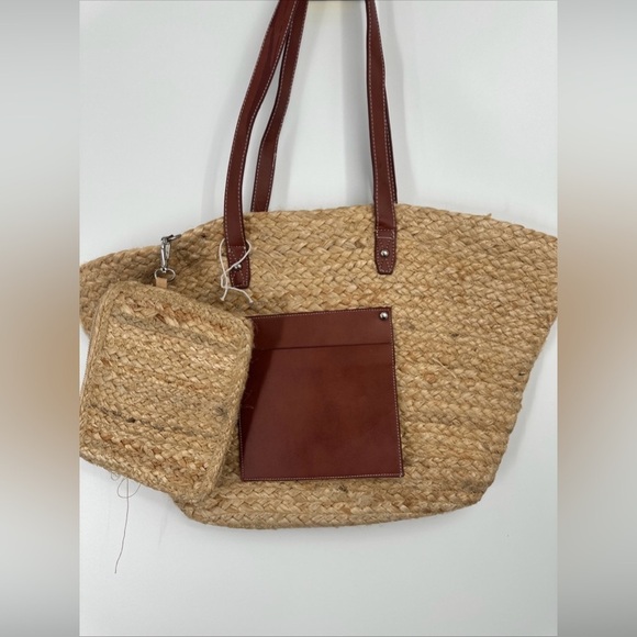 Haute Hippie Handbags - Haute Hippie Raffia Extra Large Tote with Pouch NWOT